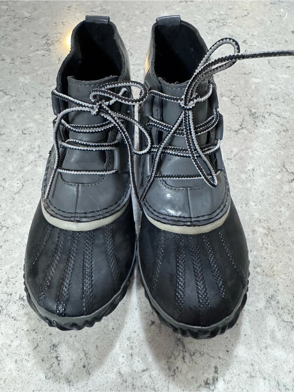 Sorel Black/Gray Waterproof Duck Boots - Classic Lace-Up Design